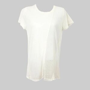 Vintage Y2K Zara Tissue Jersey Knit Crewneck with Sheer Mesh in Ivory Size S